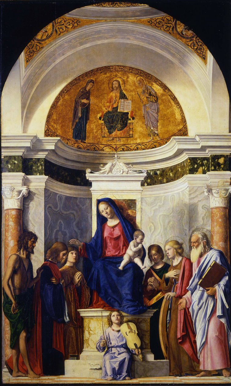 Bakire ve Çocuk, Vaftizci Yahya, Cosmas ve Damian, Catherine ve Paul, ca 1506-1507 by Giovanni Battista Cima da Conegliano
