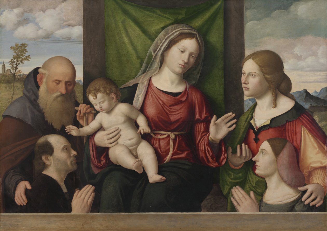Azizler ve Bağışçılarla Bakire ve Çocuk, c.1515 (tahta üzerine yağlı boya) by Giovanni Battista Cima da Conegliano