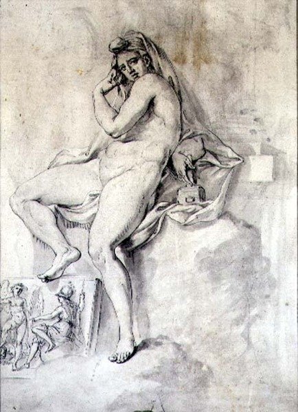 Heykelin Kadın Kişileştirmesi, c.1770 (kağıt üzerine kalem ve mürekkep) by Giovanni Battista Cipriani