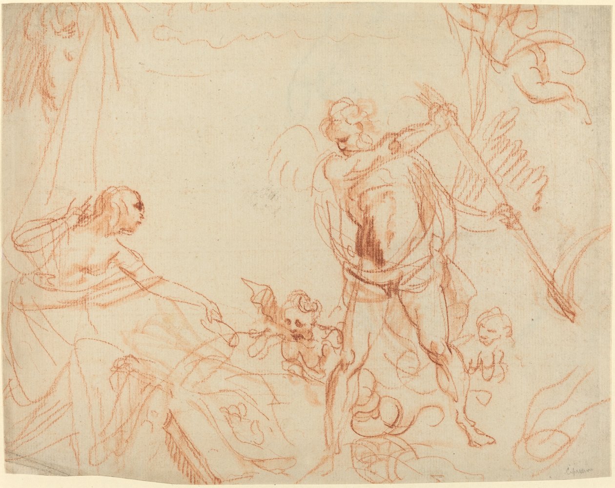 Chronos ve Harpies ile Mitolojik Kompozisyon [recto] by Giovanni Battista Cipriani