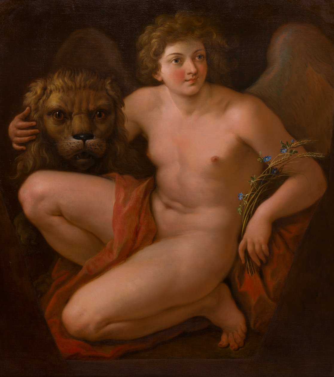 Bir Çift Alegorik Resmin İkincisi: Barış ve Bolluk, c.1747-85 (tuval üzerine yağlı boya) by Giovanni Battista Cipriani