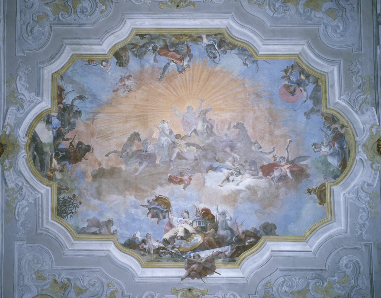 Dünyanın dört bir yanı, balo salonunun tavanı by Giovanni Battista Crosato