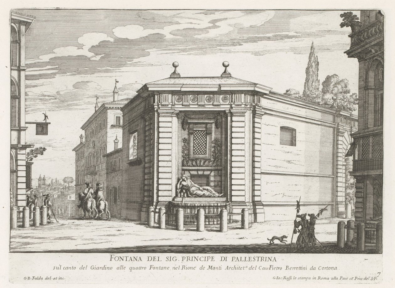 Dianafontein van de Quattro Fontane te Roma Bey Çeşmesi Principe di Pallestrina (nesne üzerindeki başlık) Roma Çeşmeleri (dizi adı) Fonteinen van Rome (dizi adı) by Giovanni Battista Falda