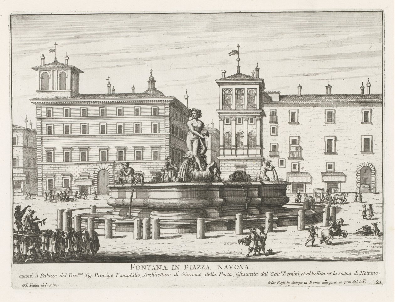 Fontana del Moro ve Piazza Navona te Roma Piazza Navona