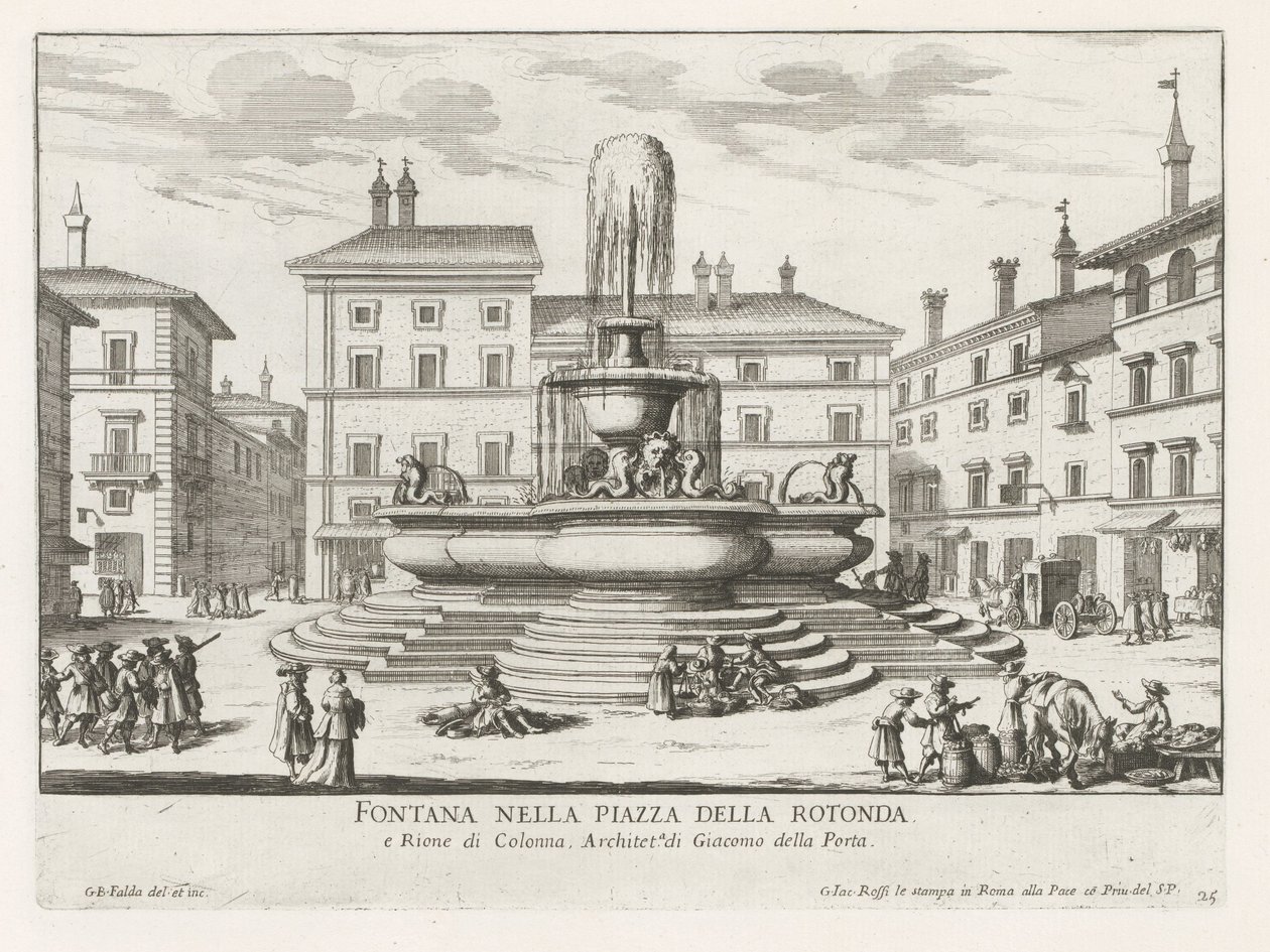 Fontana del Pantheon op Piazza della Rotonda te Piazza della Rotonda'daki Roma Çeşmesi (nesne üzerindeki başlık) Roma Çeşmeleri (dizi başlığı) Fonteinen van Rome (dizi başlığı) by Giovanni Battista Falda