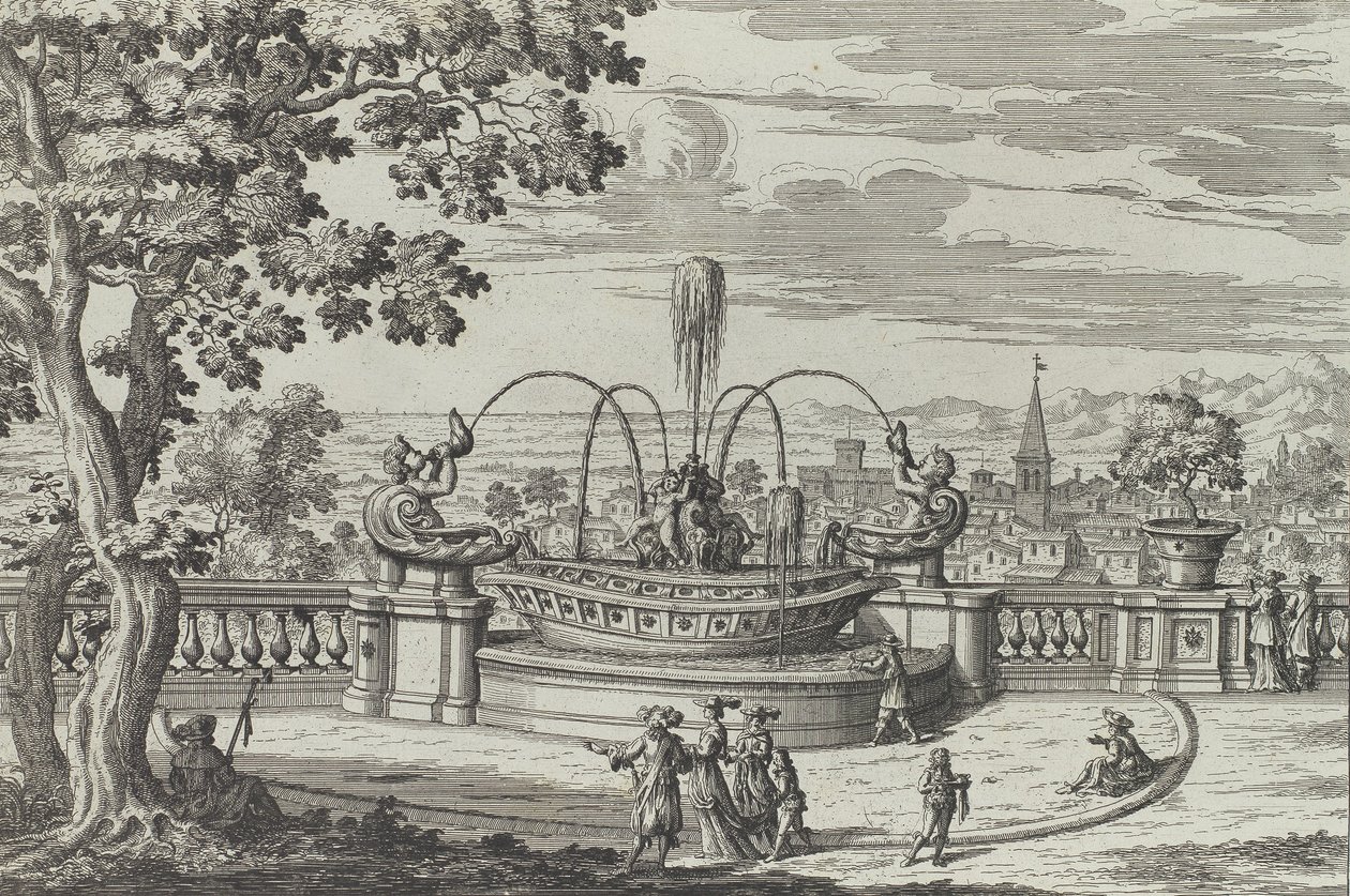 Fontana di Belvedere á Frascati ..., 1691 veya sonrası. by Giovanni Battista Falda