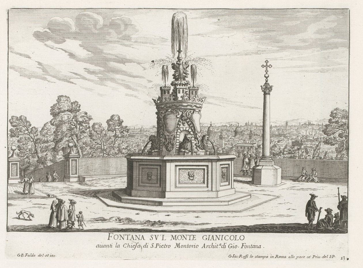 Fontein op Piazza San Pietro, Montorio op de Janiculumberg te Roma Gianicolo Dağı