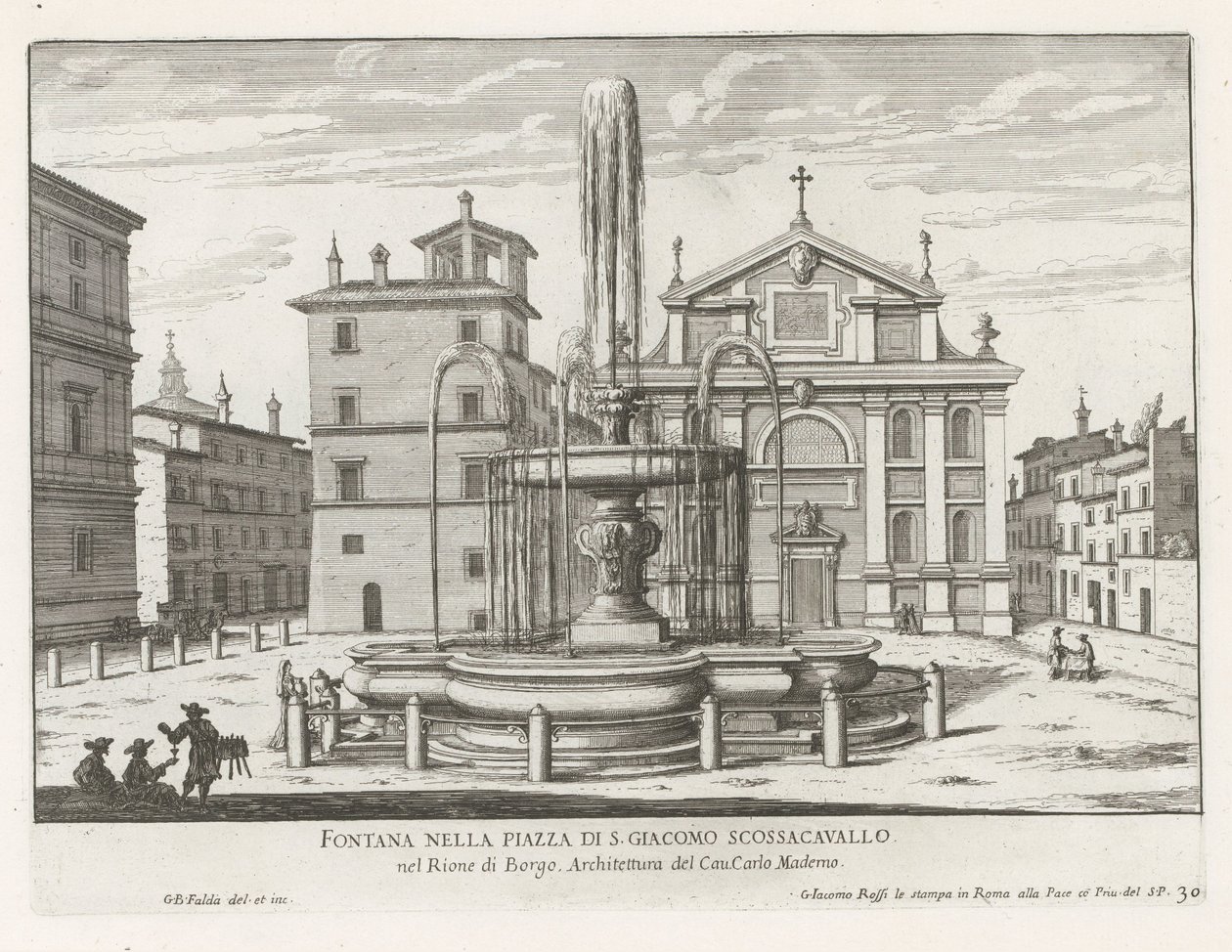 Fontein op Piazza Scossacavalli te Roma Piazza di S. Giacomo Scossacavallo