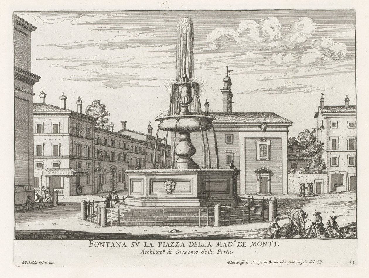 Fontein op Piazza della Madonna dei Monti te Roma Piazza della Mad.a de Monti