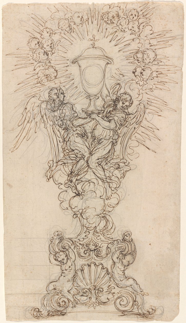 Bir Kadeh Destekleyen İki Meleğin Olan Bir Canavar by Giovanni Battista Foggini