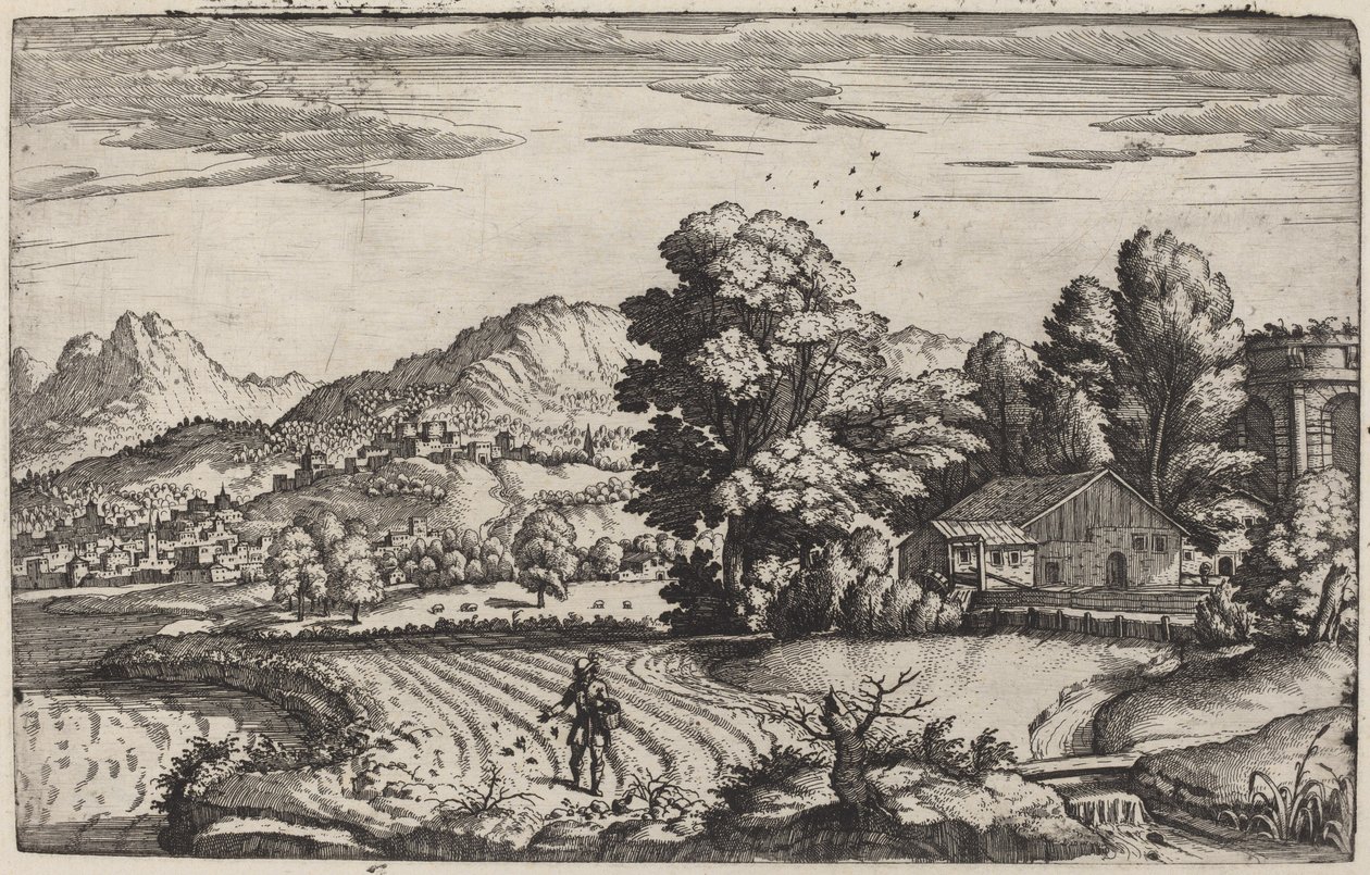 Ekinci Meseliyle Dağlık Manzara by Giovanni Battista Fontana