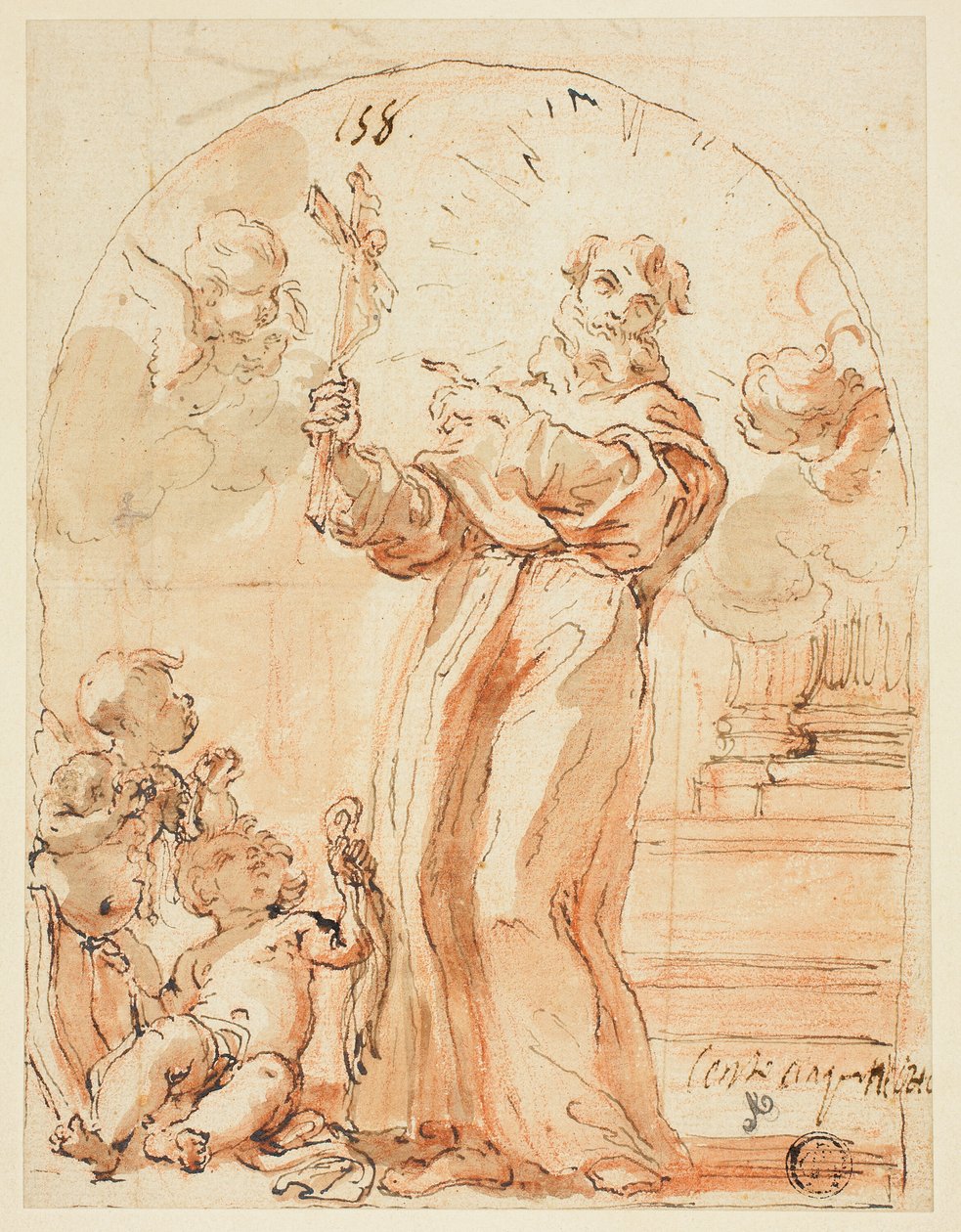 Ayakta Fransisken Saint Holding Haç by Giovanni Battista Gaulli