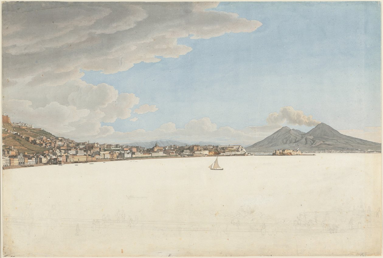 Vezüv ve Somma Dağları ile Napoli Körfezi by Giovanni Battista Lusieri