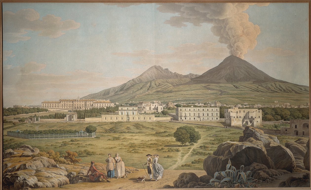 Portici#39;den Bourbon Sarayı Manzaralı Vezüv Yamaçları, Giovan Battista Lusieri, guaj. by Giovanni Battista Lusieri
