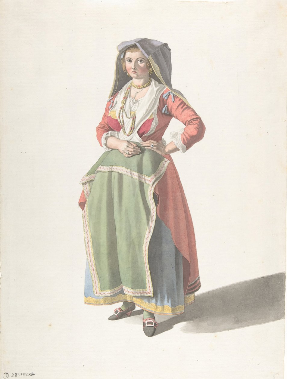Geleneksel Napoliten Elbiseli Duran Genç Kadın, ca. 1775-1821. by Giovanni Battista Lusieri