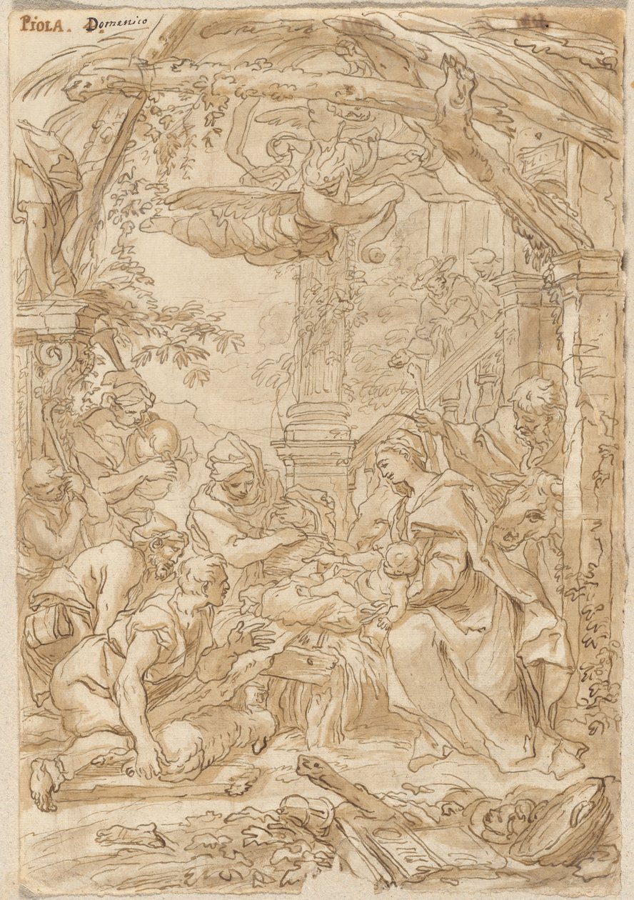 Çobanların Hayranlığı, 1680-1690 civarı (kalem ve mürekkeple çizim) by Giovanni Battista Merano