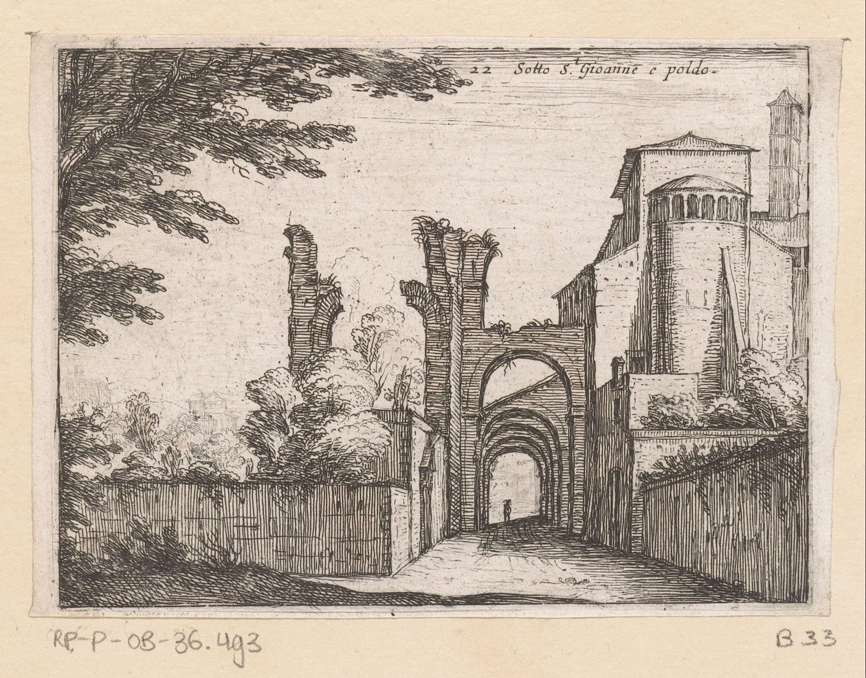 Clivus Scauri en de Santi Giovanni e Paolo S.t Gioanne ve poldo altında (nesnedeki başlık) Gezichten op Roma (dizi adı) Roma
