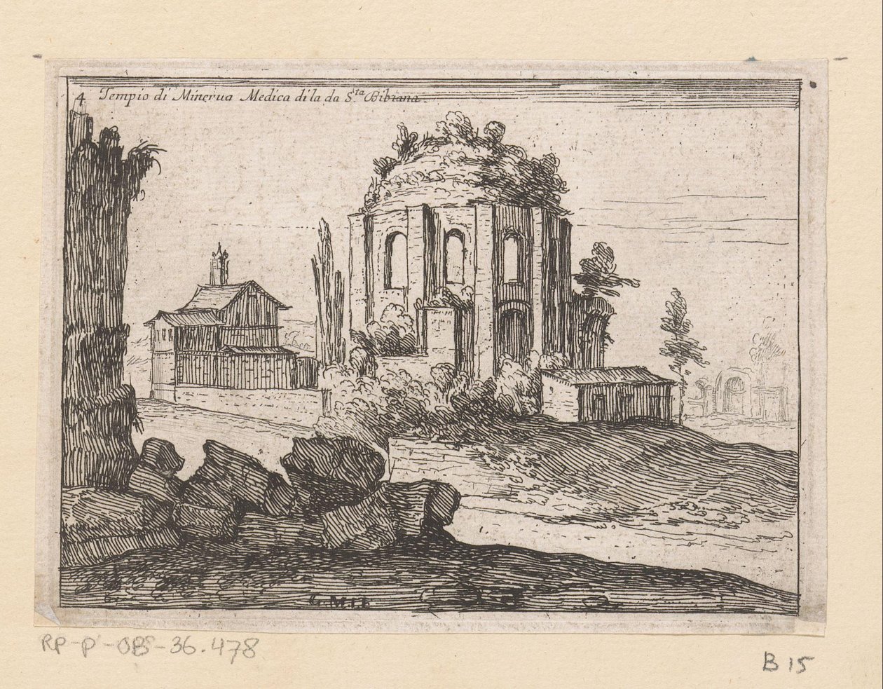 Resten van de Tempel van Minerva Medica Aziz Bibiana Minerva Medica Tapınağı (nesne üzerindeki başlık) Gezichten op Roma (dizi adı) Roma