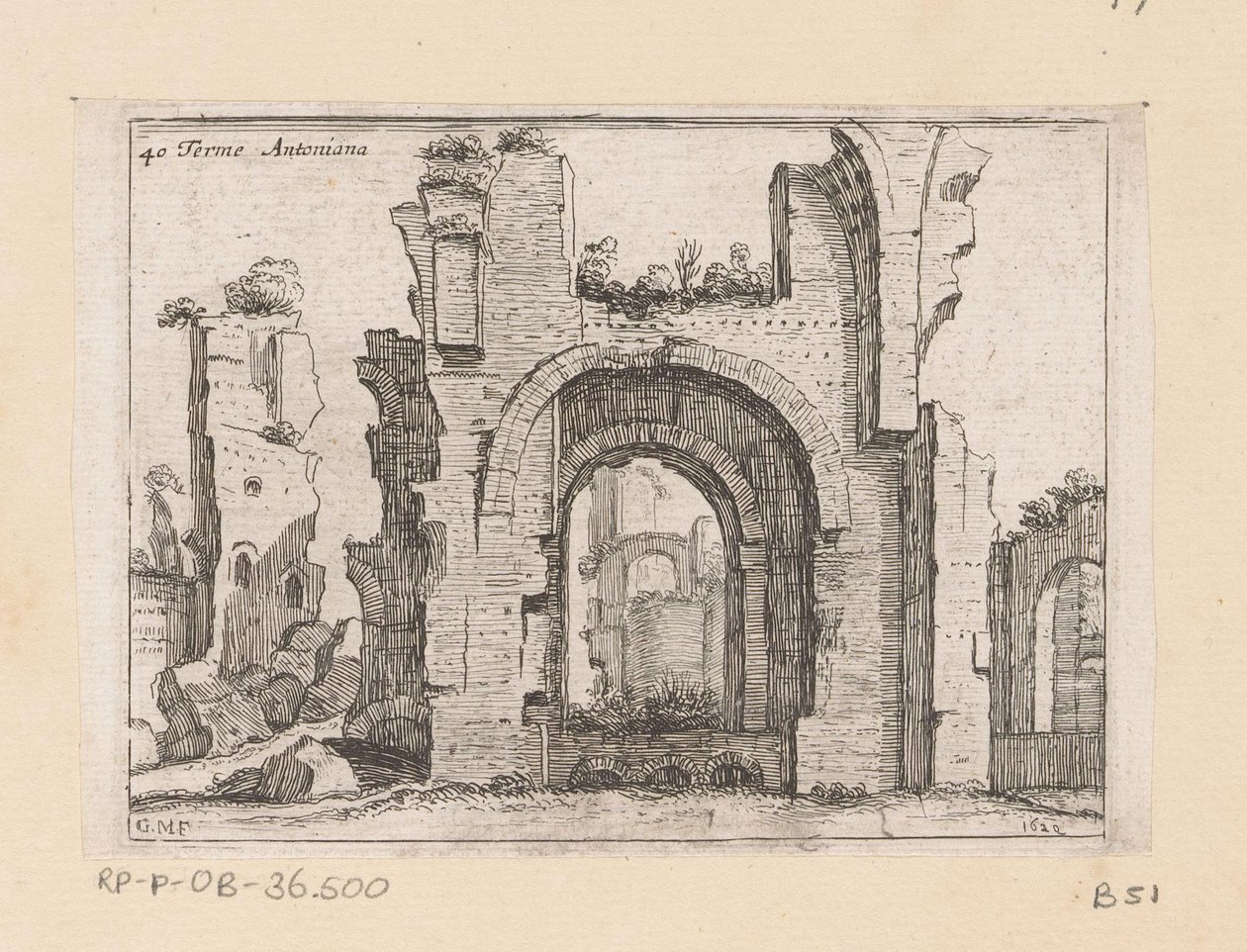 Resten van de Thermen van Caracalla te Roma Terme Antoniana (nesne üzerindeki başlık) Gezichten op Roma (dizi adı) Roma