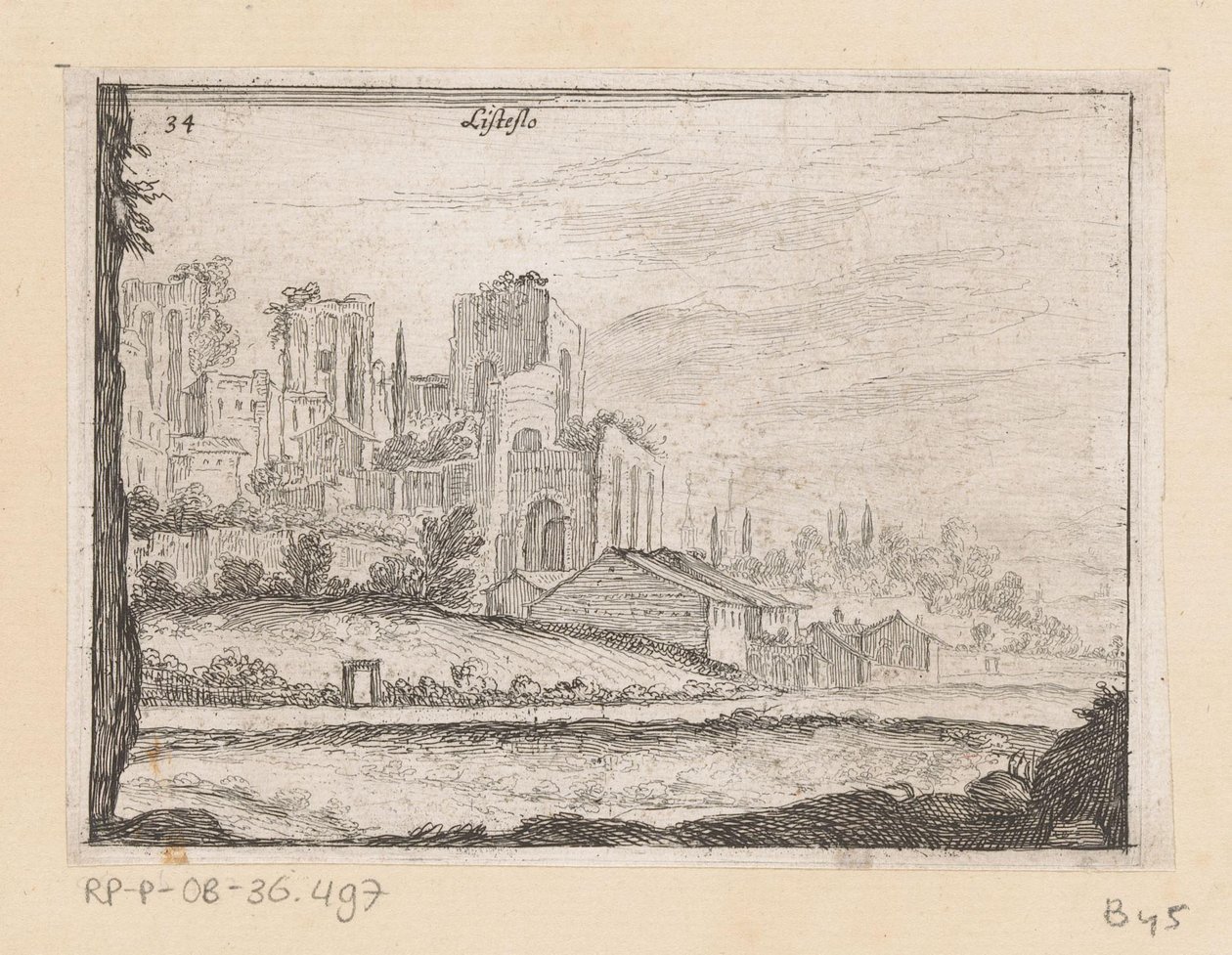 Ruïnes van Palazzo Maggiore te Roma Listsso (nesne üzerindeki başlık) Gezichten op Roma (dizi adı) Roma