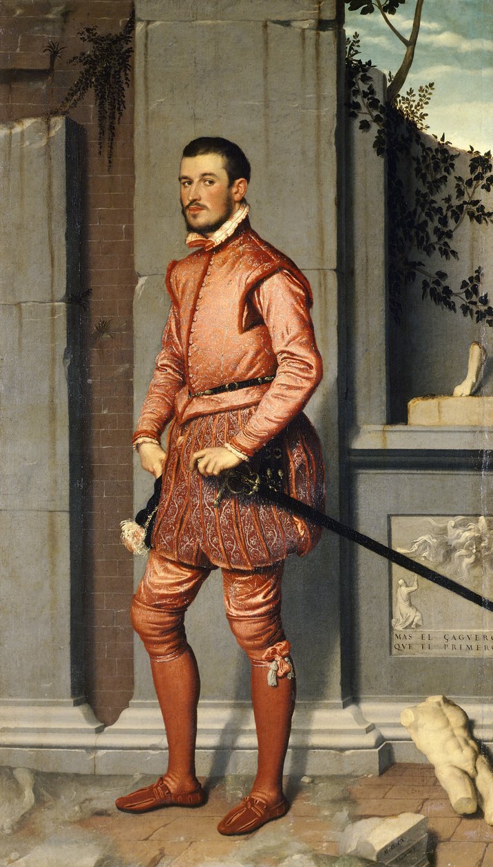 Gian Gerolamo Grumelli'nin Portresi, Pembe Şövalye, Giovanni Battista Moroni (yaklaşık 1525-1578), tuval üzerine yağlı boya, 216x123 cm by Giovanni Battista Moroni