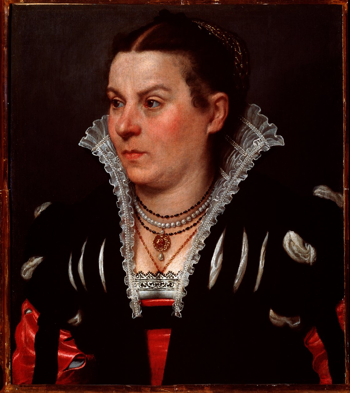 Zengin bir bayanın portresi - tuval üzerine yağlıboya by Giovanni Battista Moroni