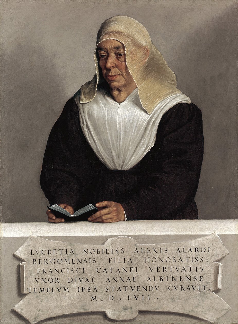 Abbess Lucrezia Vertova Agliardi, c.1557 (tuval üzerine yağlı boya) by Giovanni Battista Moroni