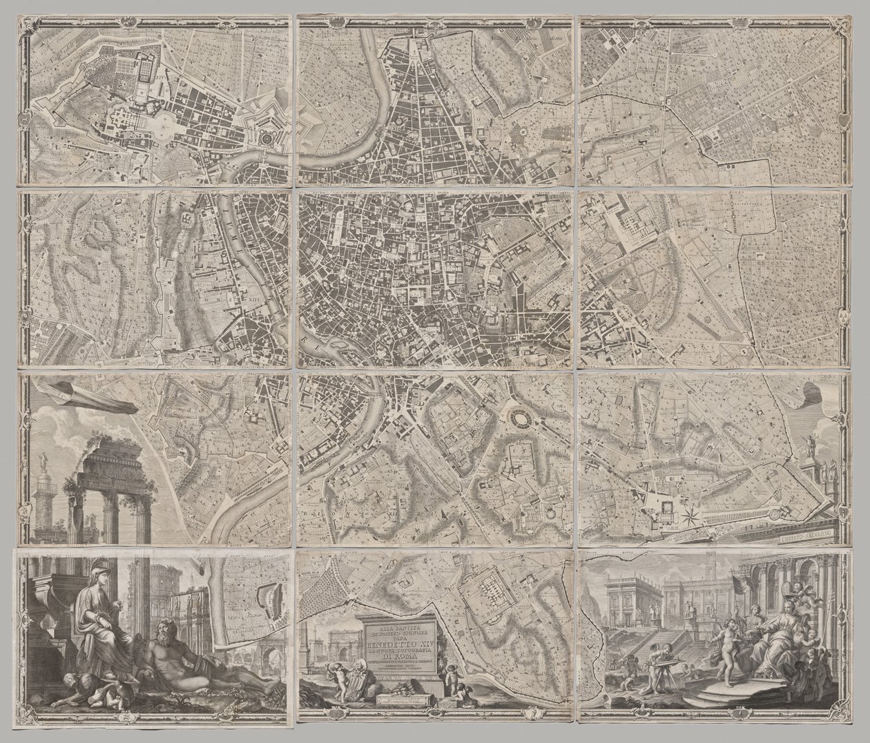 La Pianta Grande di Roma olarak bilinen MDCCXLVII yılında Giambattista Nolli tarafından gün ışığına çıkarılan yeni Roma haritası by Giovanni Battista Nolli