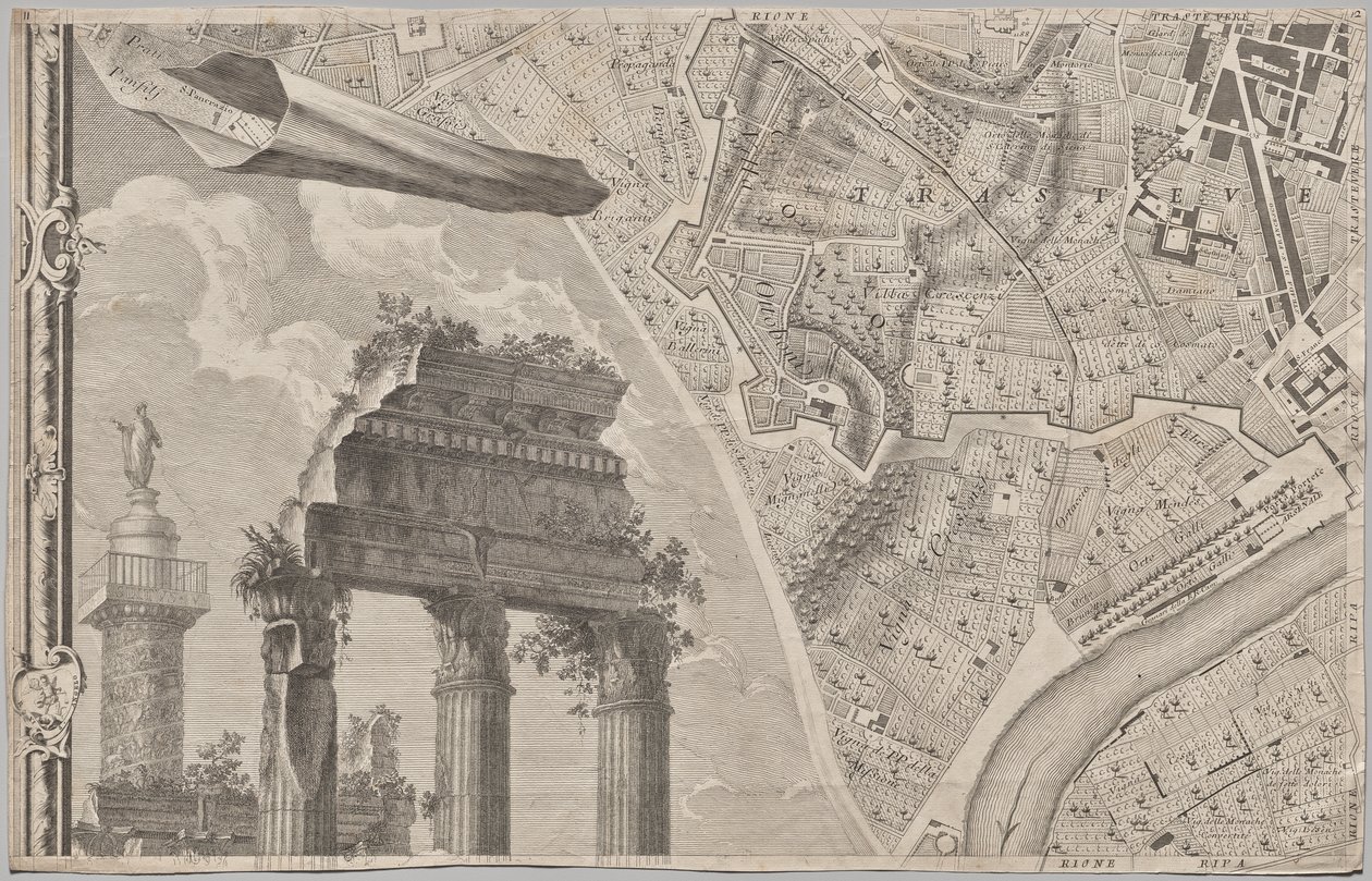 La Pianta Grande di Roma olarak bilinen MDCCXLVII yılında Giambattista Nolli tarafından gün ışığına çıkarılan yeni Roma haritası by Giovanni Battista Nolli