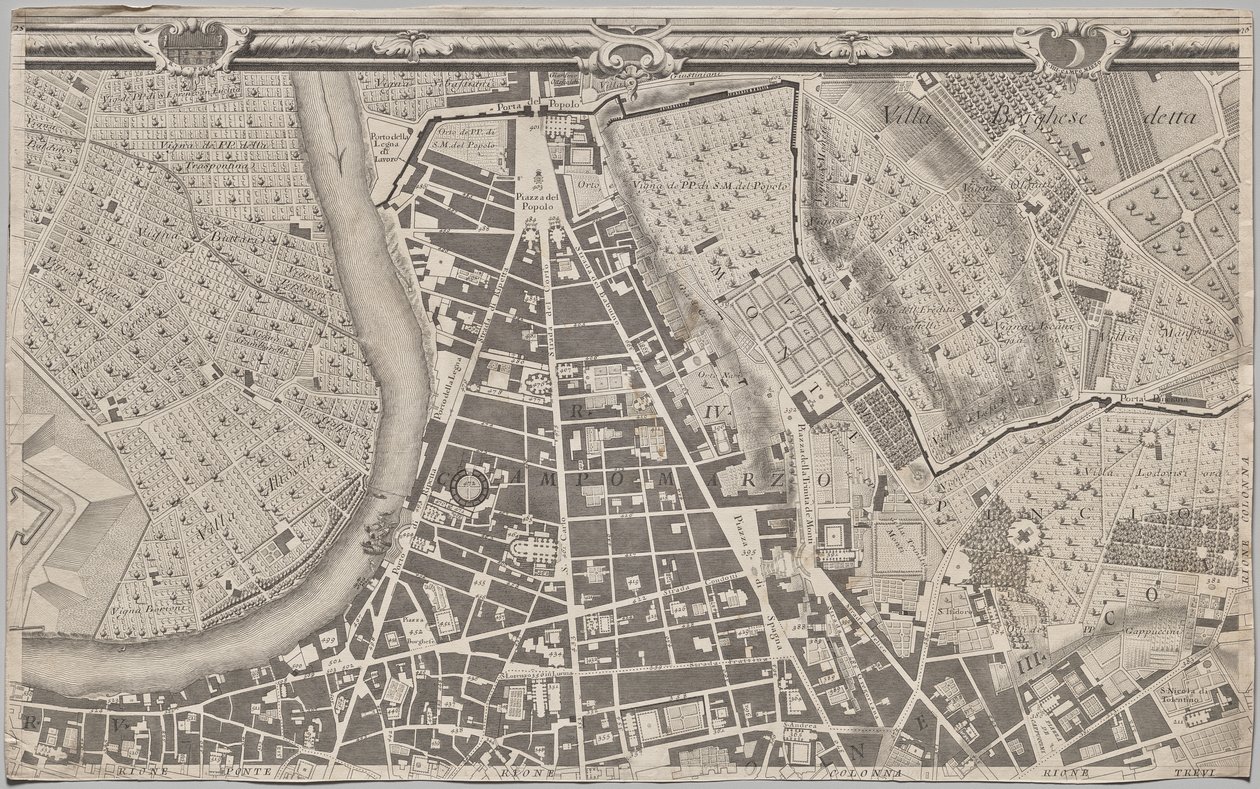 La Pianta Grande di Roma olarak bilinen MDCCXLVII yılında Giambattista Nolli tarafından gün ışığına çıkarılan yeni Roma haritası by Giovanni Battista Nolli