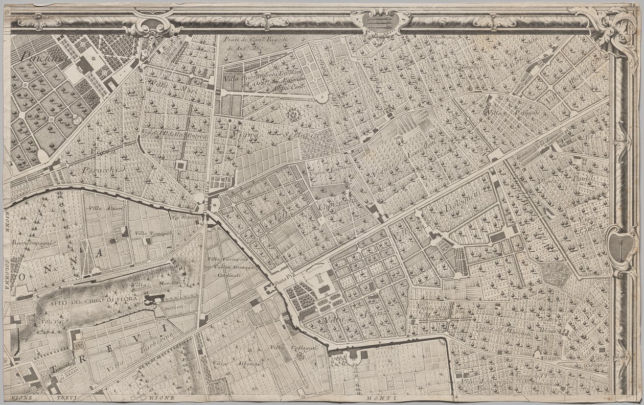 La Pianta Grande di Roma olarak bilinen MDCCXLVII yılında Giambattista Nolli tarafından gün ışığına çıkarılan yeni Roma haritası by Giovanni Battista Nolli