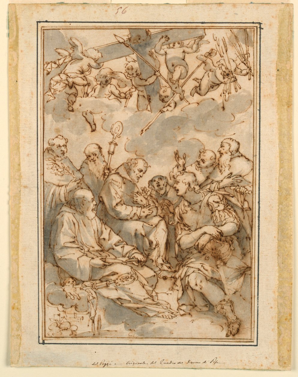 Haç ve Azizlerin Yüceltilmesi (Pisa Katedrali için Bir Tablo Tasarımı) by Giovanni Battista Paggi
