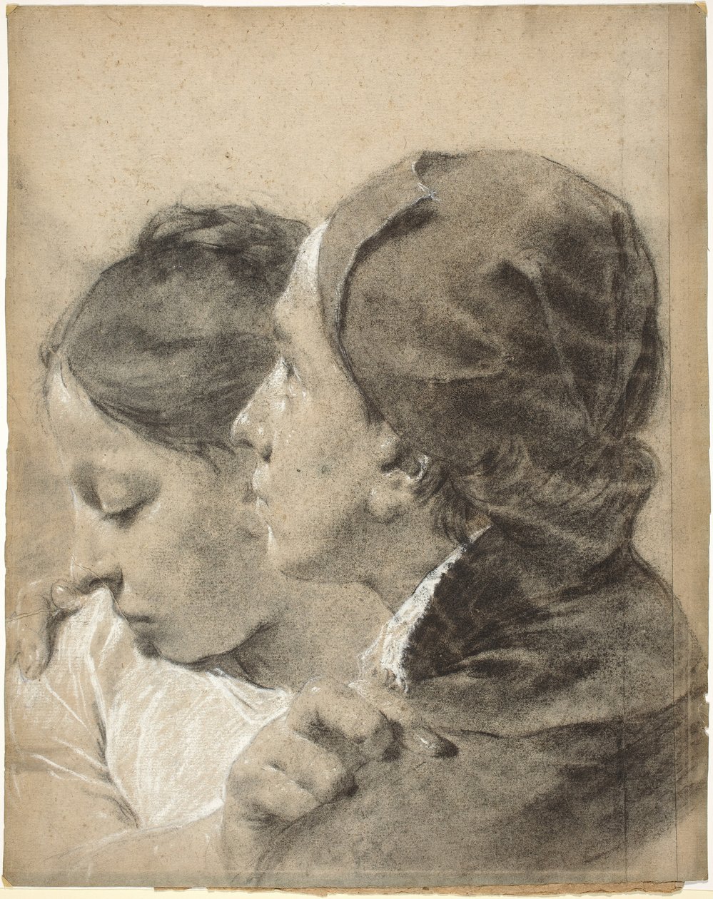 Bir Kızı Kucaklayan Genç Bir Adam by Giovanni Battista Piazzetta