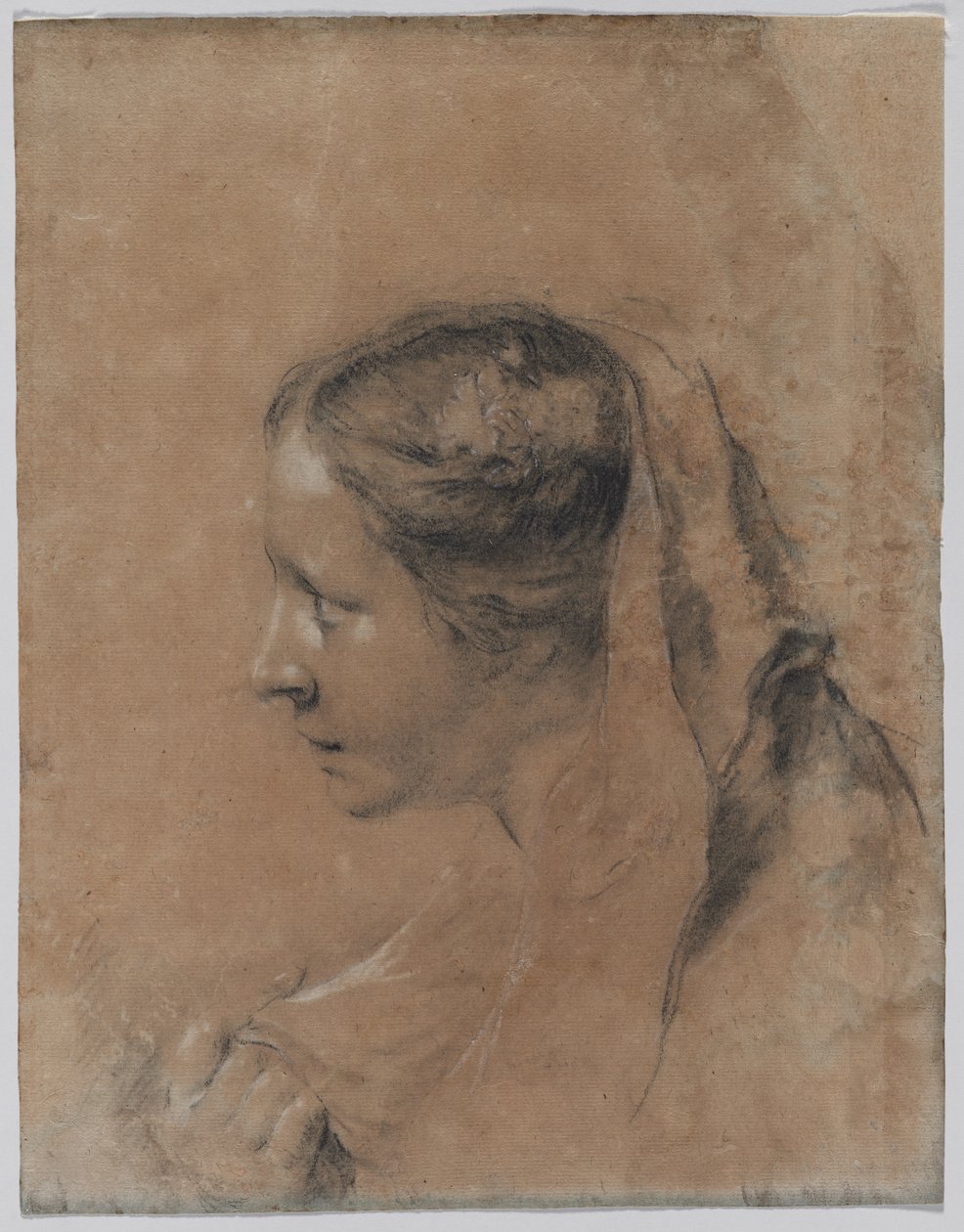 Profildeki Eşarplı Kadın Başkanı by Giovanni Battista Piazzetta