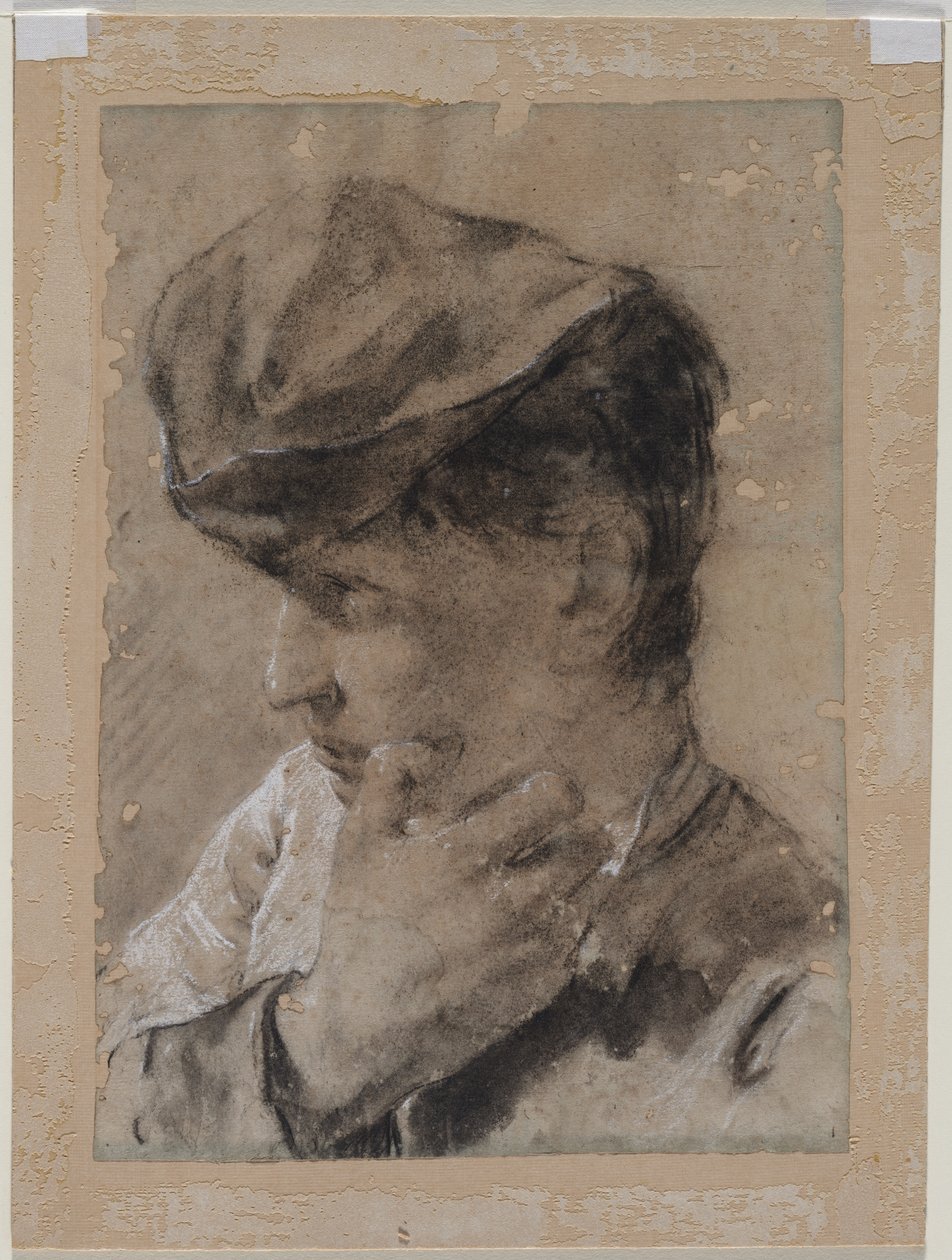Şapkalı Genç Bir Adamın Başı, 18. yüzyılın ilk yarısı. by Giovanni Battista Piazzetta