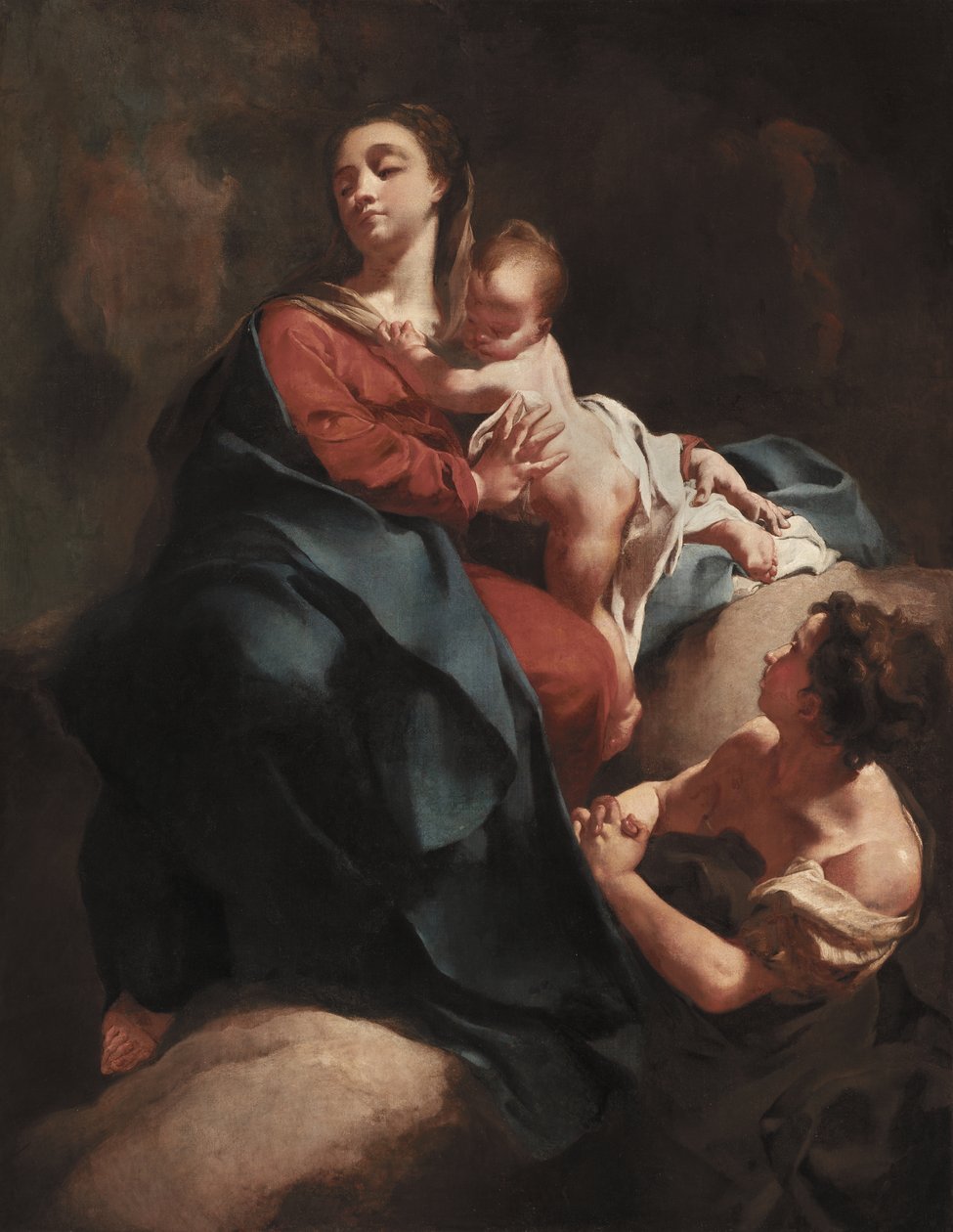 Madonna ve Tapan Figürlü Çocuk, 1715-1718 arası by Giovanni Battista Piazzetta