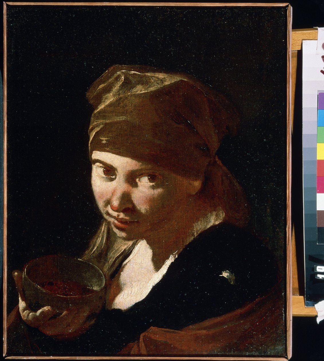 ""Küçük Bir Kızın Portresi"" Mütevazı bir köken, hizmetçi veya köylü çocuğu. Giovan Battista (Giambattista) Piazzetta (1683-1754) tarafından yapılan boyama 18. yüzyıl Mikhail Kroshitsky Sanat Müzesi, Sivastopol (Sivastopol) Ukrayna by Giovanni Battista Piazzetta