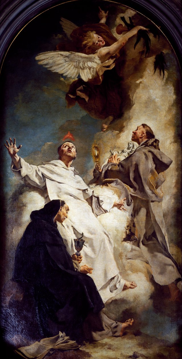 Aziz Vincent, Sümbül ve Bertrand, Giovanni Battista Piazzetta (1628-1754), Cizvitler Kilisesi veya Tesbih Aziz Meryem, Venedik, İtalya by Giovanni Battista Piazzetta
