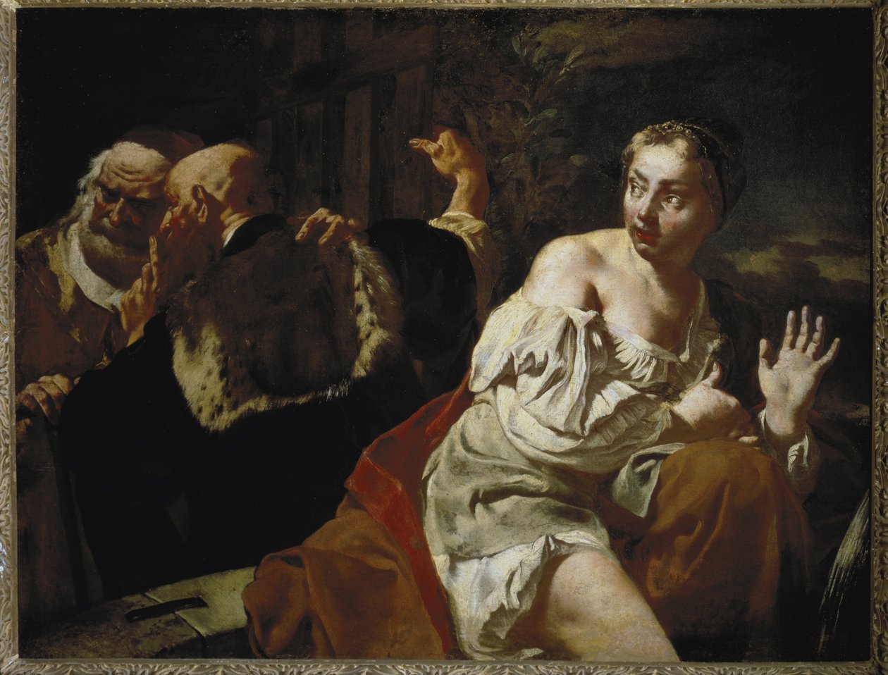 Suzanne ve Yaşlılar - Tuval üzerine yağlı boya, yaklaşık 1720 by Giovanni Battista Piazzetta
