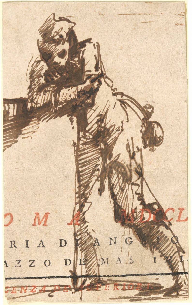 Bir Yapıya Dayanan Bir Adam by Giovanni Battista Piranesi