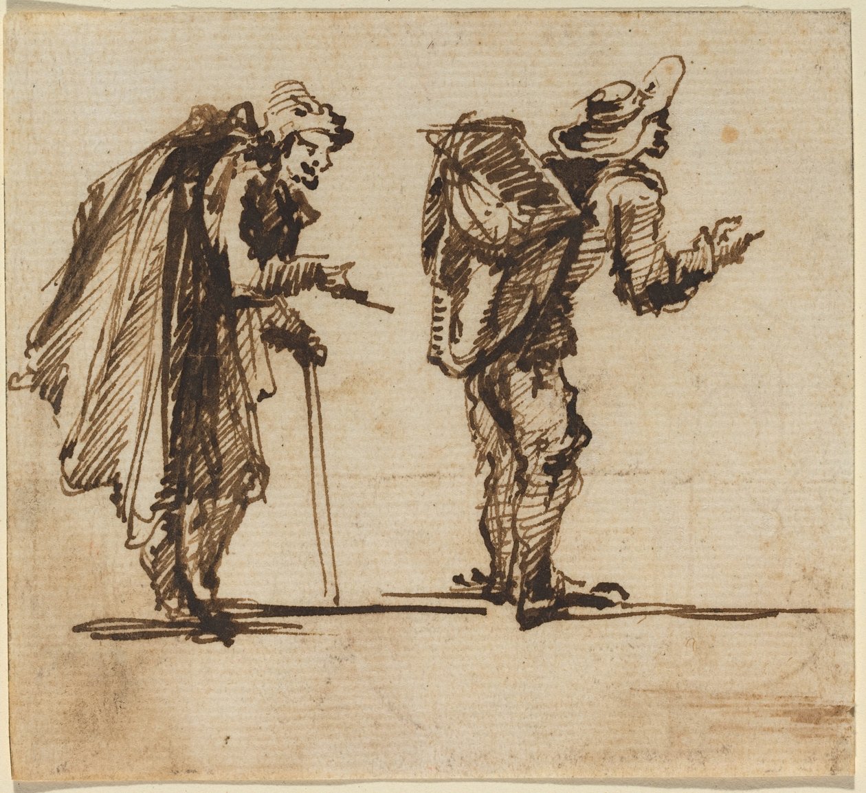 Pelerinli Yaşlı Bir Adam ve Sırtlı Bir Rustik by Giovanni Battista Piranesi