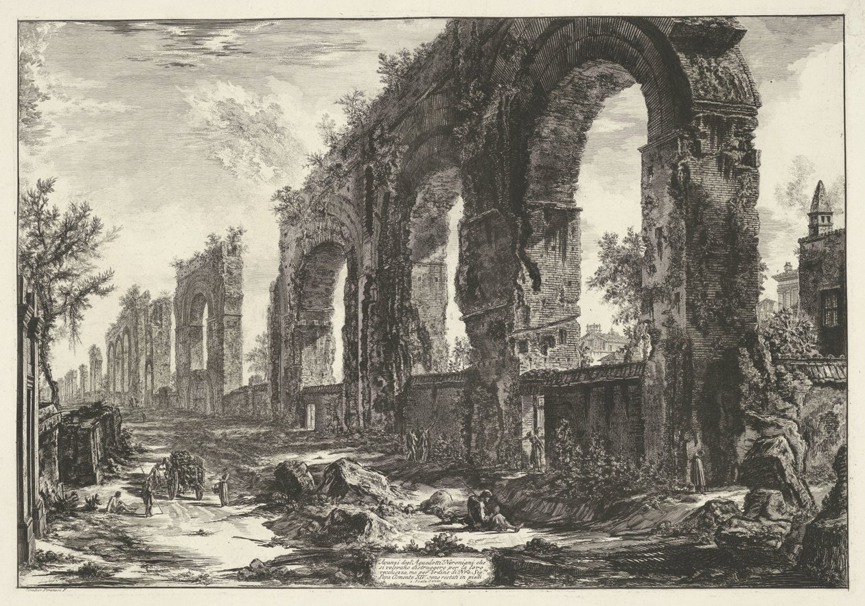 Aquaduct van Nero te Roma Yaşlılık için yok etmek istedikleri Neronian Su Kemerlerinden arta kalanlar (...) (nesne üzerindeki başlık) Gezichten op Roma (dizi adı) Giambattista Piranesi mimarı Ve (nez) iano (ser) tarafından tasarlanan ve oyulan Roma manzara by Giovanni Battista Piranesi