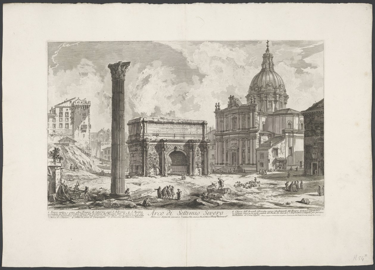 Boog van Septimius Severus op het Forum Romanum Septimius Severus Kemeri (...) (nesne üzerindeki başlık) Gezichten op Roma (dizi adı) Giambattista Piranesi mimarı Ve (nez) iano tarafından tasarlanan ve işlenen Roma manzaraları (seri başlığı) by Giovanni Battista Piranesi