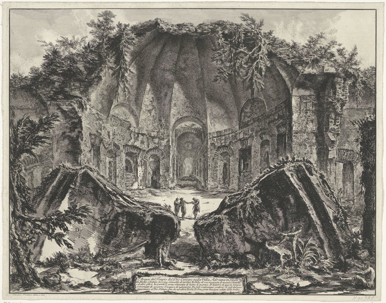 Canopus in de Villa Adriana te Tivoli Tanrı'nın Tapınağının Kalıntıları Tivoli'deki Villa Adriana'daki Canopus (nesne üzerindeki başlık) Gezichten op Rome (dizi başlığı) Giambattista Piranesi mimarı Ve (nez) iano tarafından tasarlanan ve oyulan by Giovanni Battista Piranesi