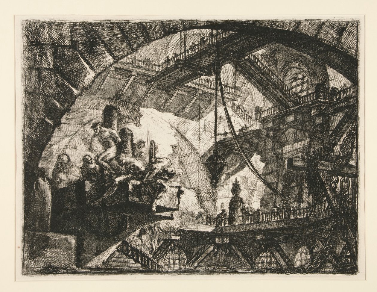 Carceri, X: Bir Projeksiyon Platformunda Mahkumlar by Giovanni Battista Piranesi