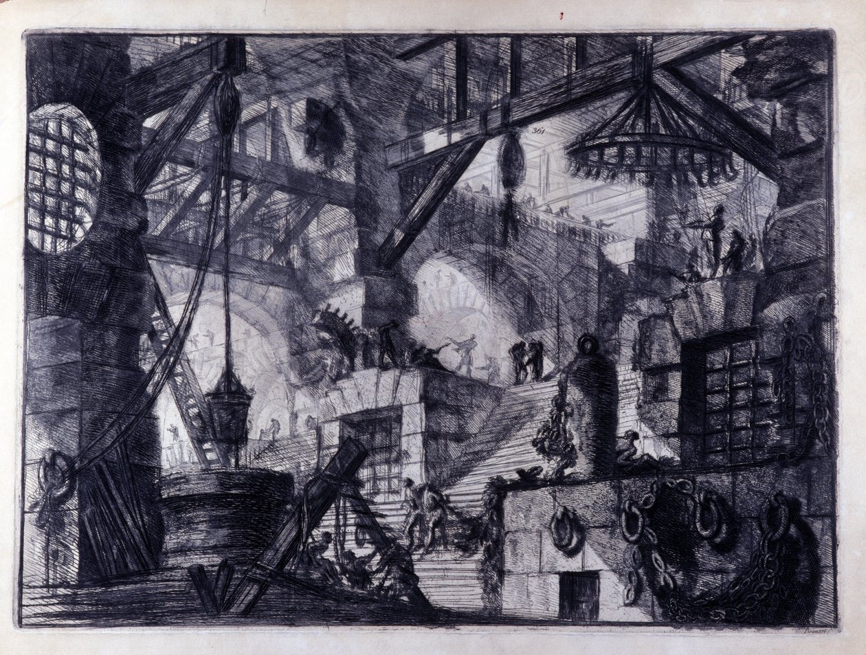 "İcat hapishaneleri" "Hayali bir hapishanenin iç görünümü. Giovanni Piranesi (Piranese olarak bilinir) (1720-1778) tarafından çizim. by Giovanni Battista Piranesi