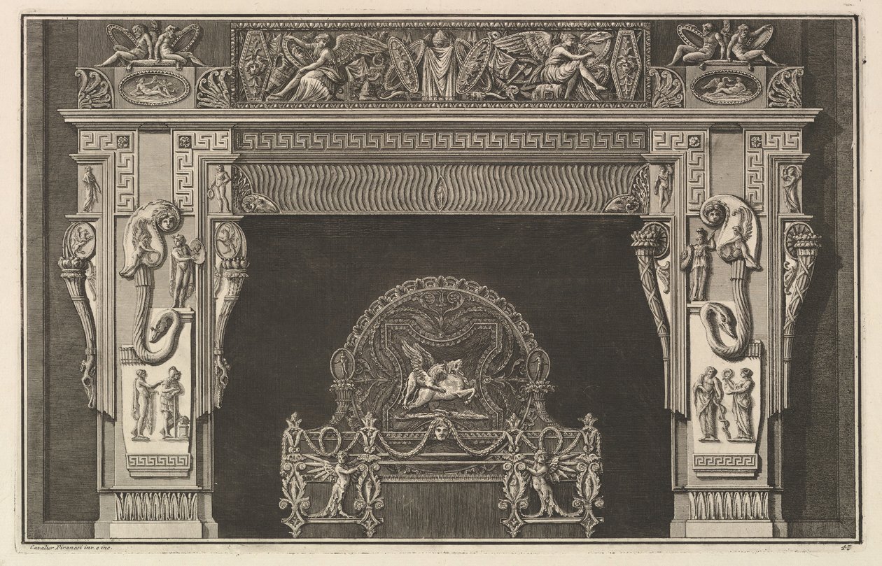 Bacalık: Kupaların frizi ve lentoda kanatlı Zaferler, bereketli ..., ca. 1769. by Giovanni Battista Piranesi