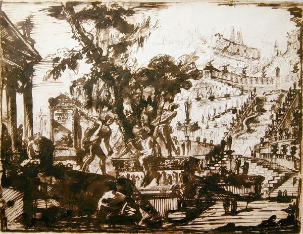 Fantastik Bahçeler (kağıt üzerine kalem ve mürekkep) by Giovanni Battista Piranesi
