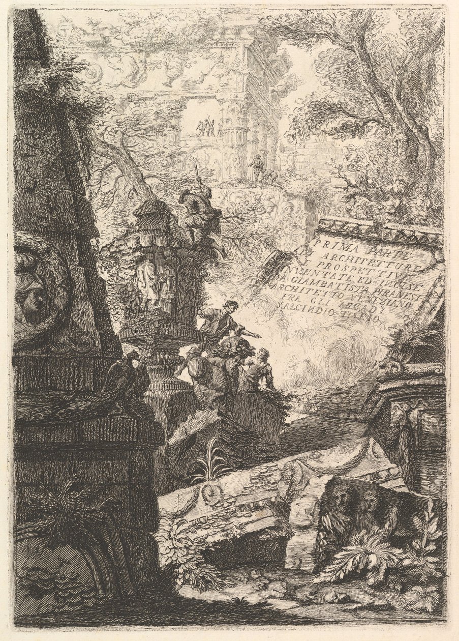 Frontispiece: Mimarilerin İlk Bölümü ve Perspektifler, Roma, yaklaşık. 1750. by Giovanni Battista Piranesi