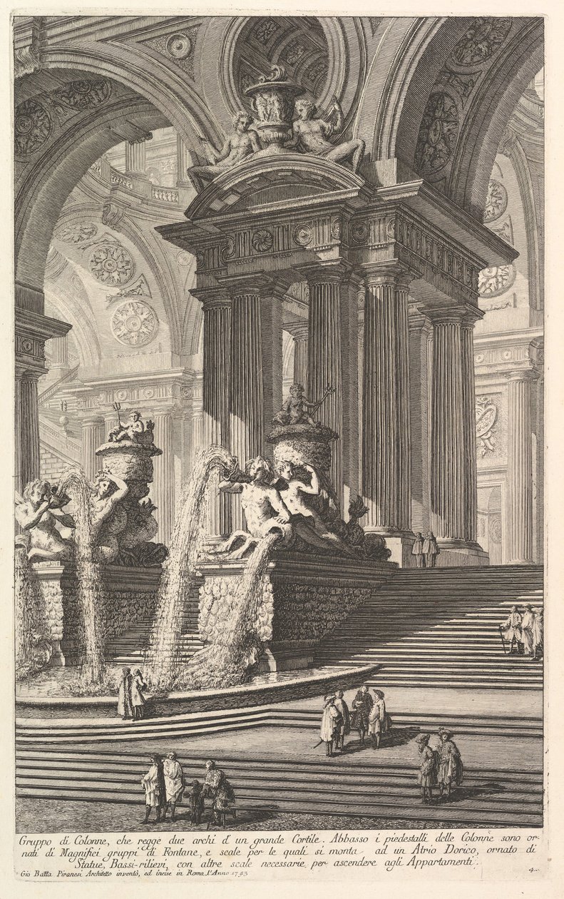 Büyük bir avlunun iki kemerini destekleyen sütunlar grubu. . . Gruppo di Colonn..., yakl. 1750. by Giovanni Battista Piranesi